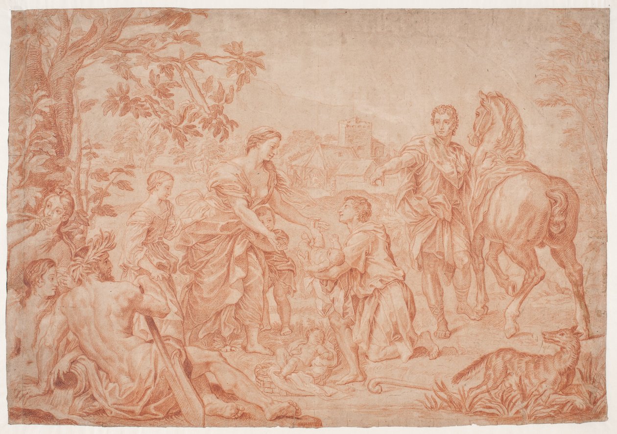 Romulus en Remus. (Livius I, 4). Studie naar het schilderij van Carlo Maratti in Sanssouci, Potsdam (uitgevoerd 1692 voor Niccolo Maria Pallavicini) door Hendrik Krock
