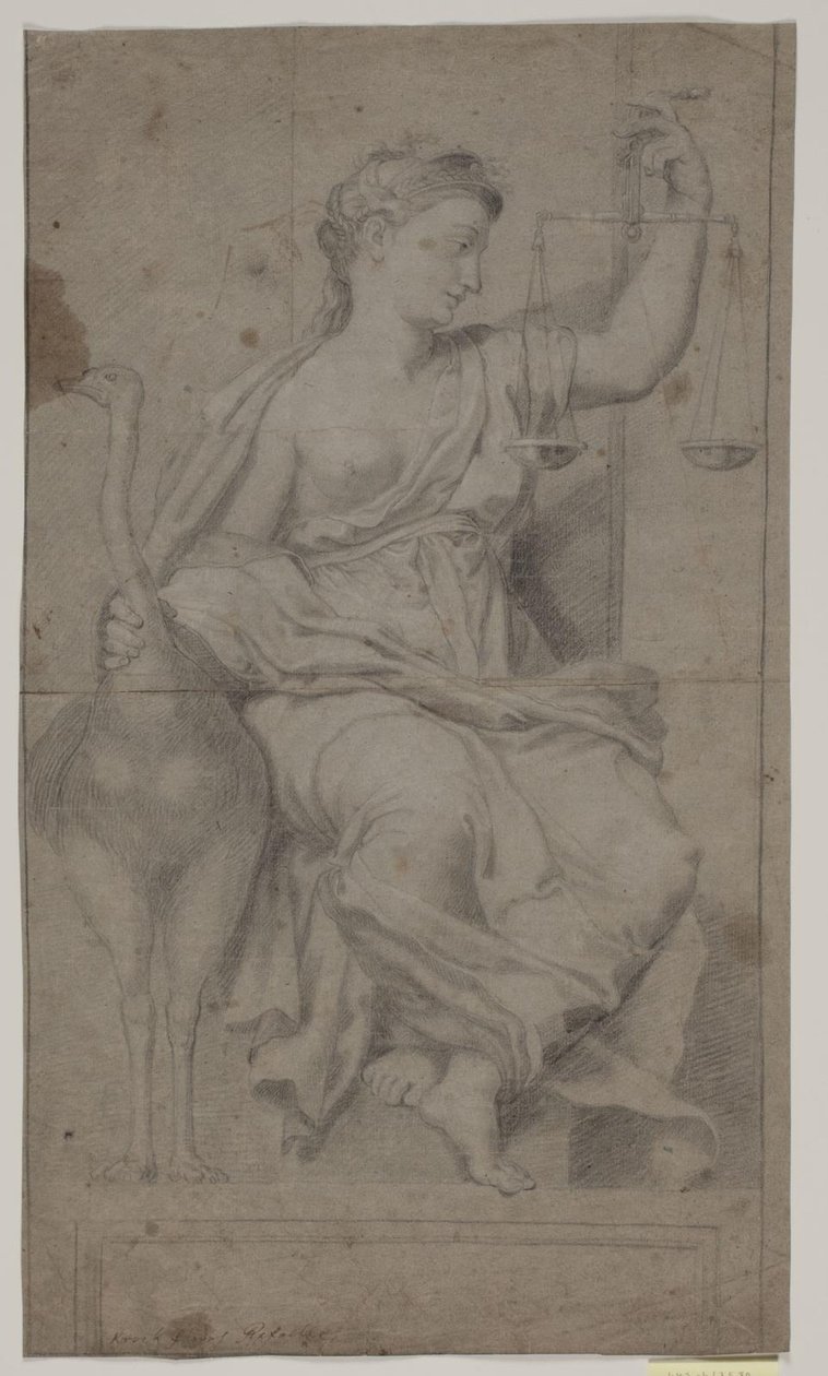 Zittende Justitia (detail) door Hendrik Krock