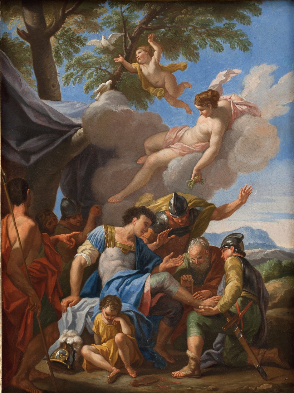 Venus brengt kruiden voor de gewonde Aeneas door Hendrik Krock