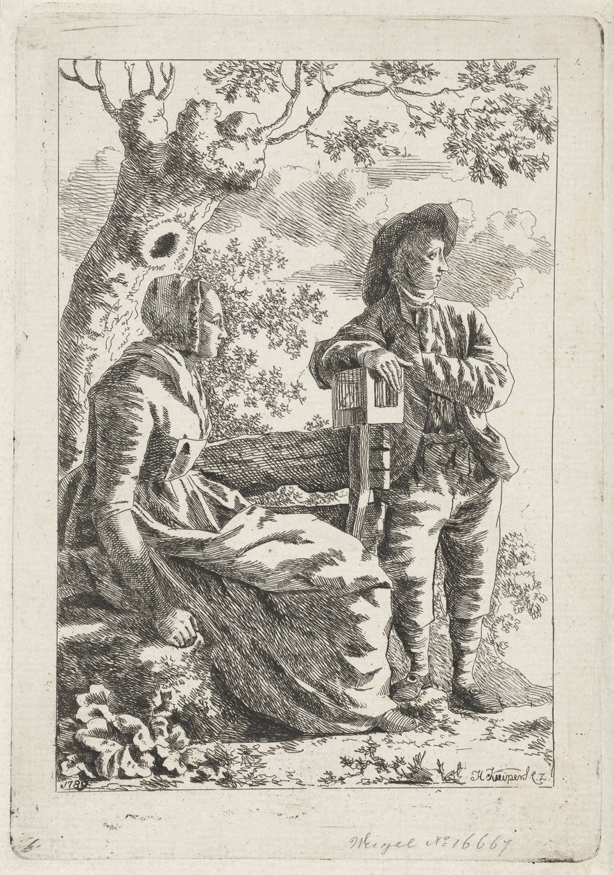 Man en een vrouw bij een boom door Hendrik Kuipers