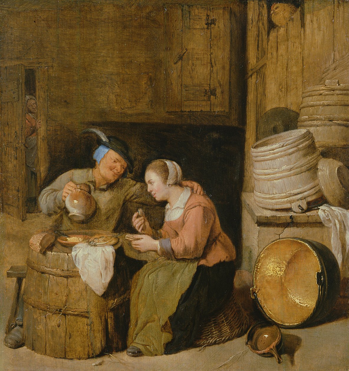 Een interieur scène met twee boeren door Hendrik Martensz Sorgh