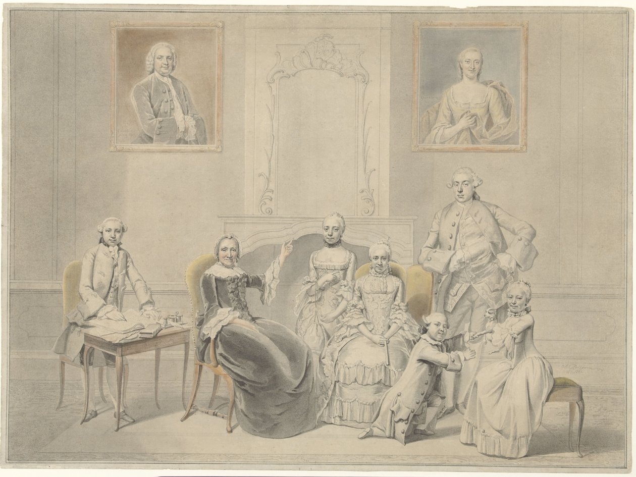 De kinderen van Pieter Cornelis Hasselaer en Clara Wendela Sautijn, met hun grootmoeder Wendela Eleonora Reael door Hendrik Pothoven