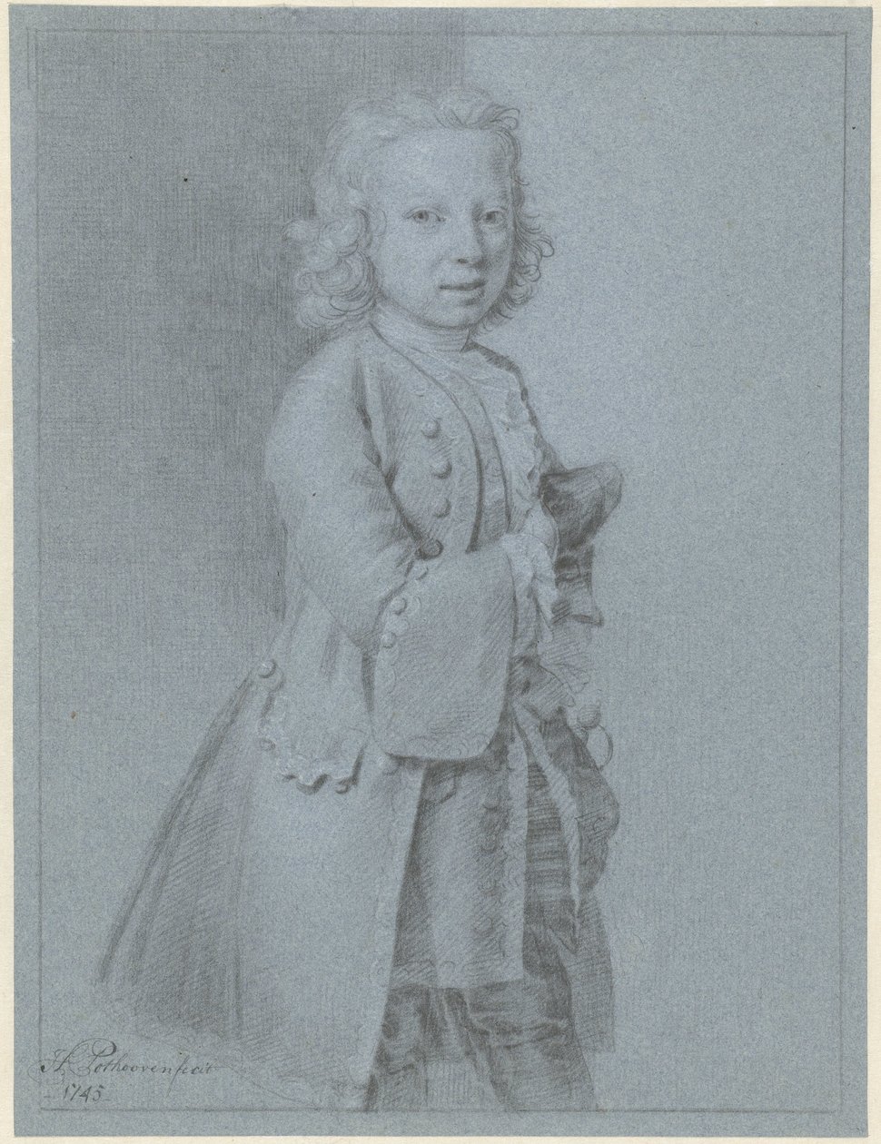 Portret van een staande jongen door Hendrik Pothoven