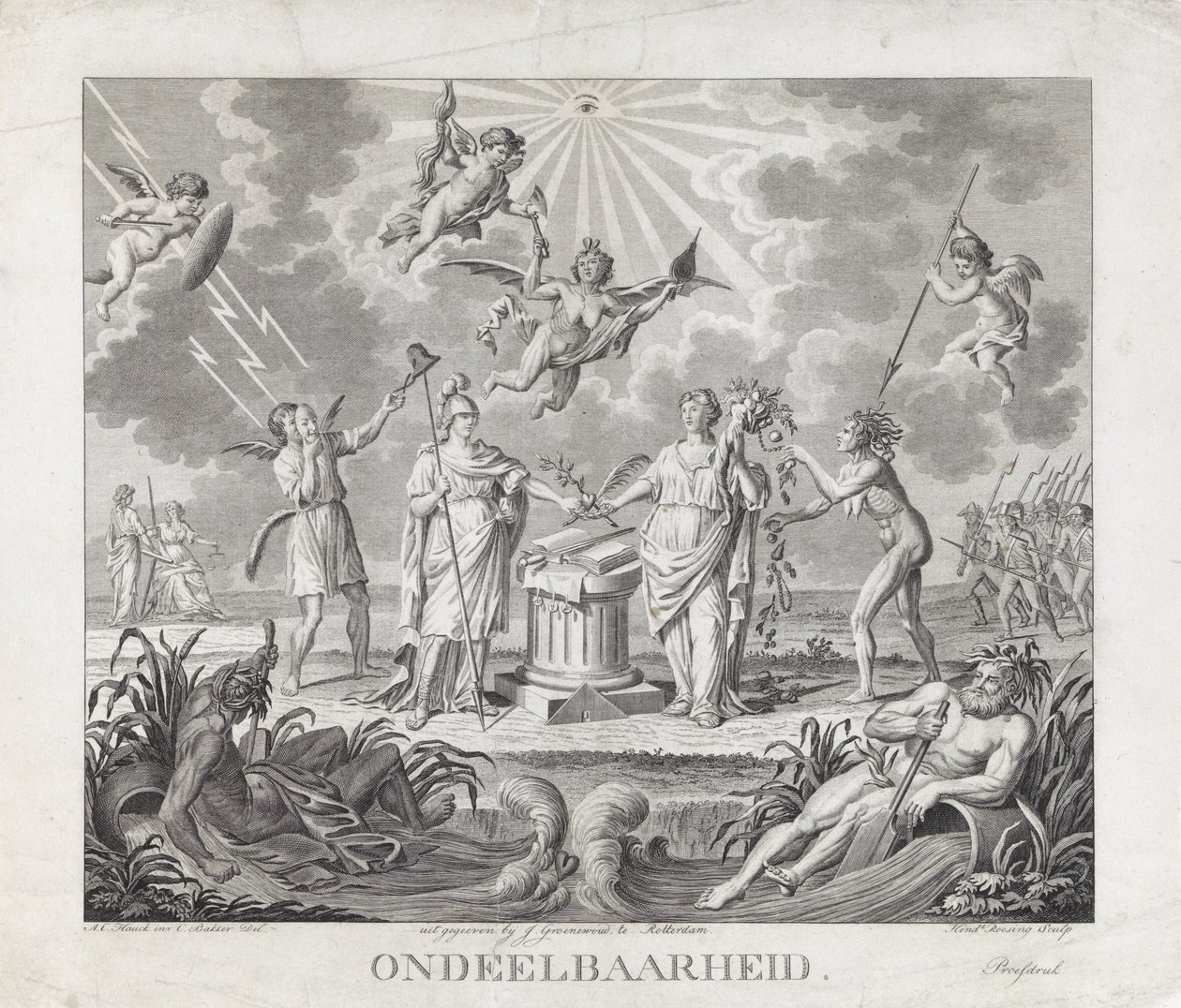Allegorie op de Ondeelbaarheid, 1795 door Hendrik Roosing