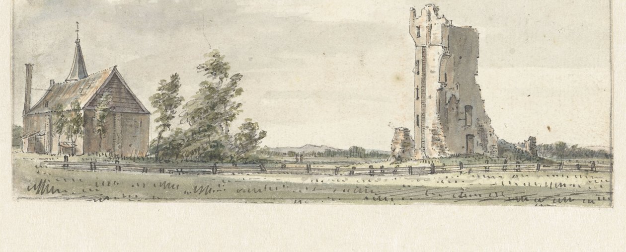De ruïne van het Huis te Kleef bij Haarlem door Hendrik Spilman