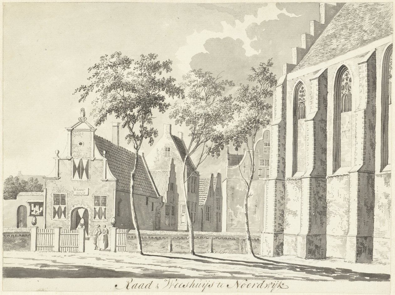 Raadhuis en weeshuis te Noordwijk door Hendrik Tavenier