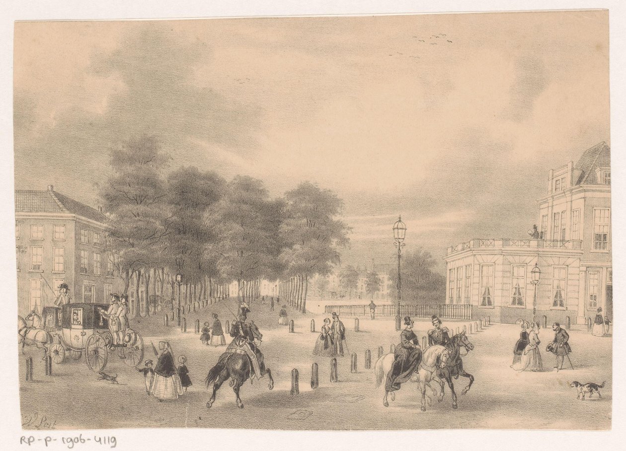 Gezicht vanaf de Plaats naar de Vijverberg in Den Haag door Hendrik Wilhelmus Last