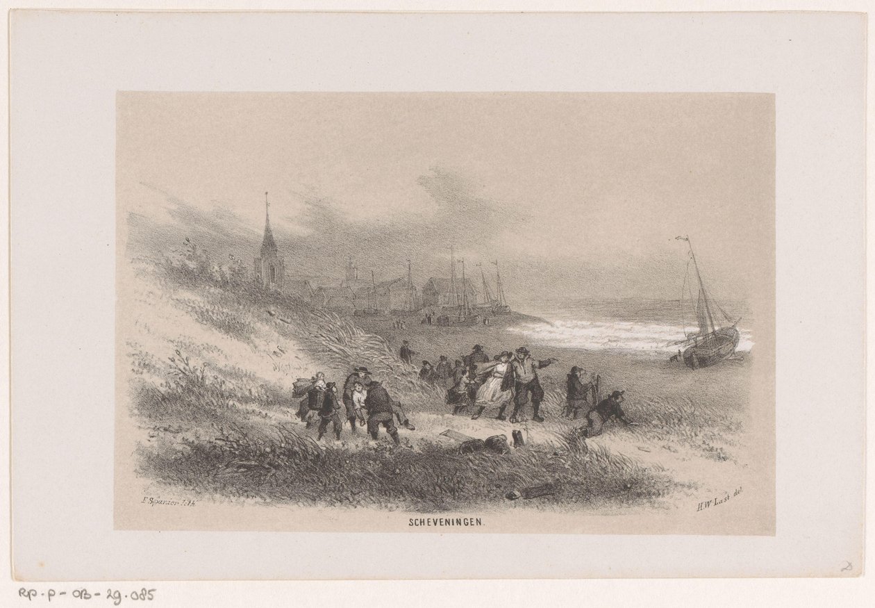 Scheveningen tijdens de storm van 28 mei 1860 door Hendrik Wilhelmus Last