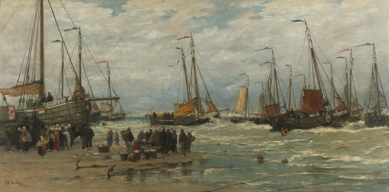 Pinken in de branding door Hendrik Willem Mesdag