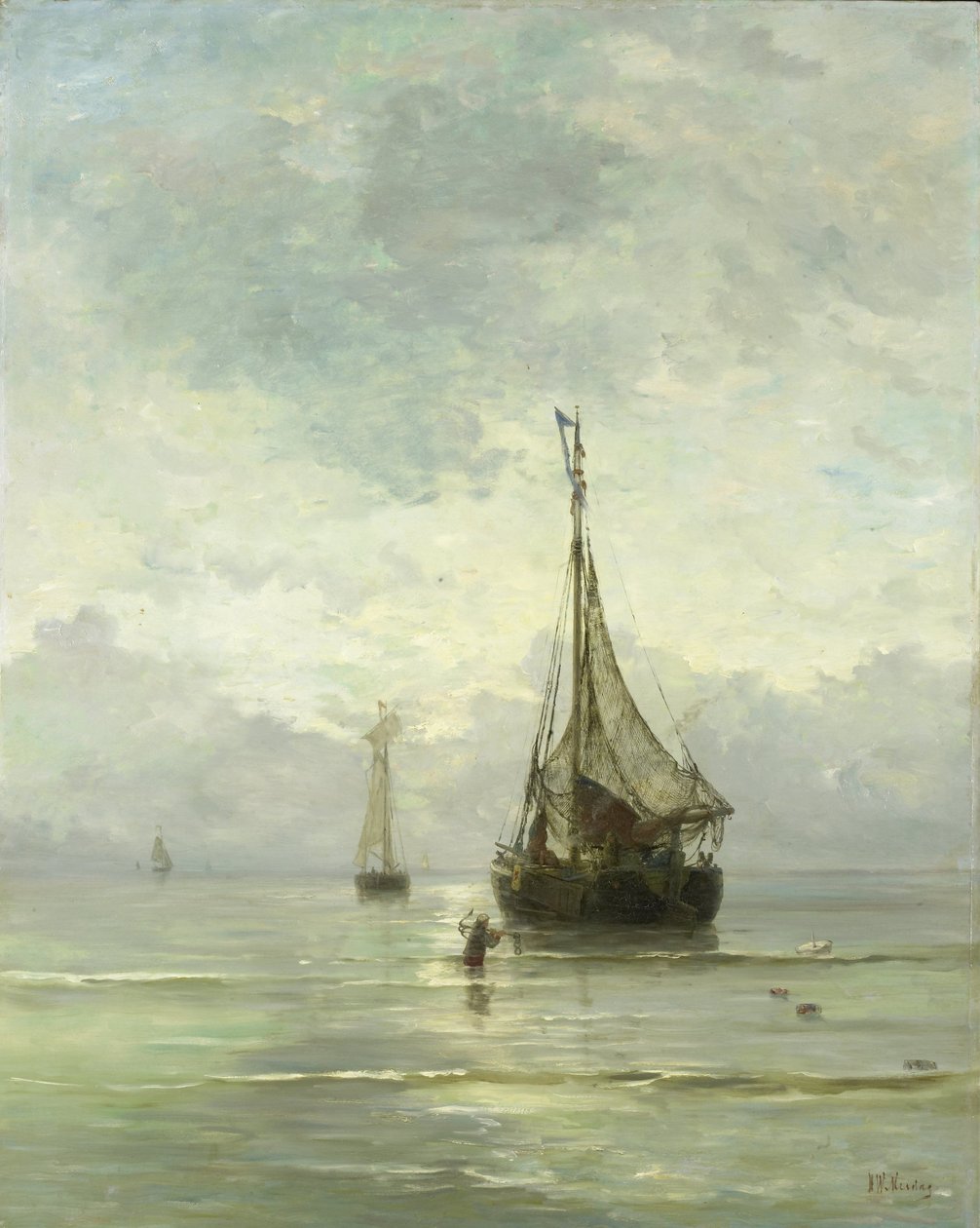 Kalme zee door Hendrik Willem Mesdag