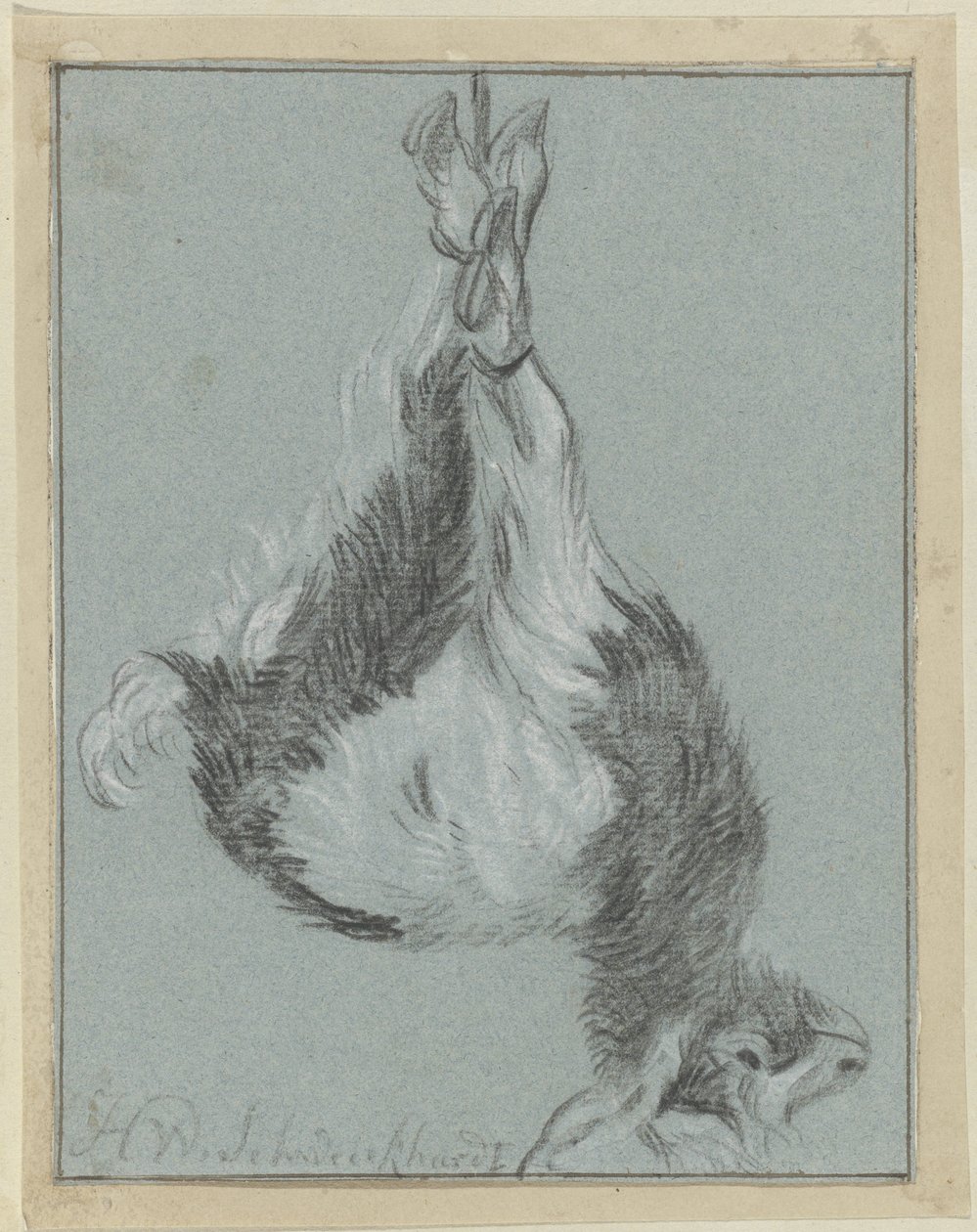 Stervende geit door Hendrik Willem Schweickhardt (signed by artist)