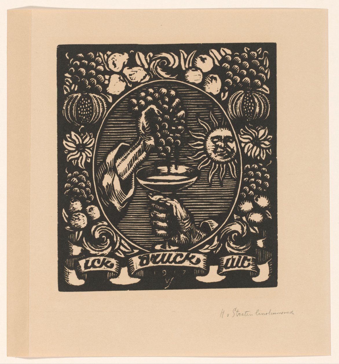 Druiven uitknijpen door Hendrik van Straten
