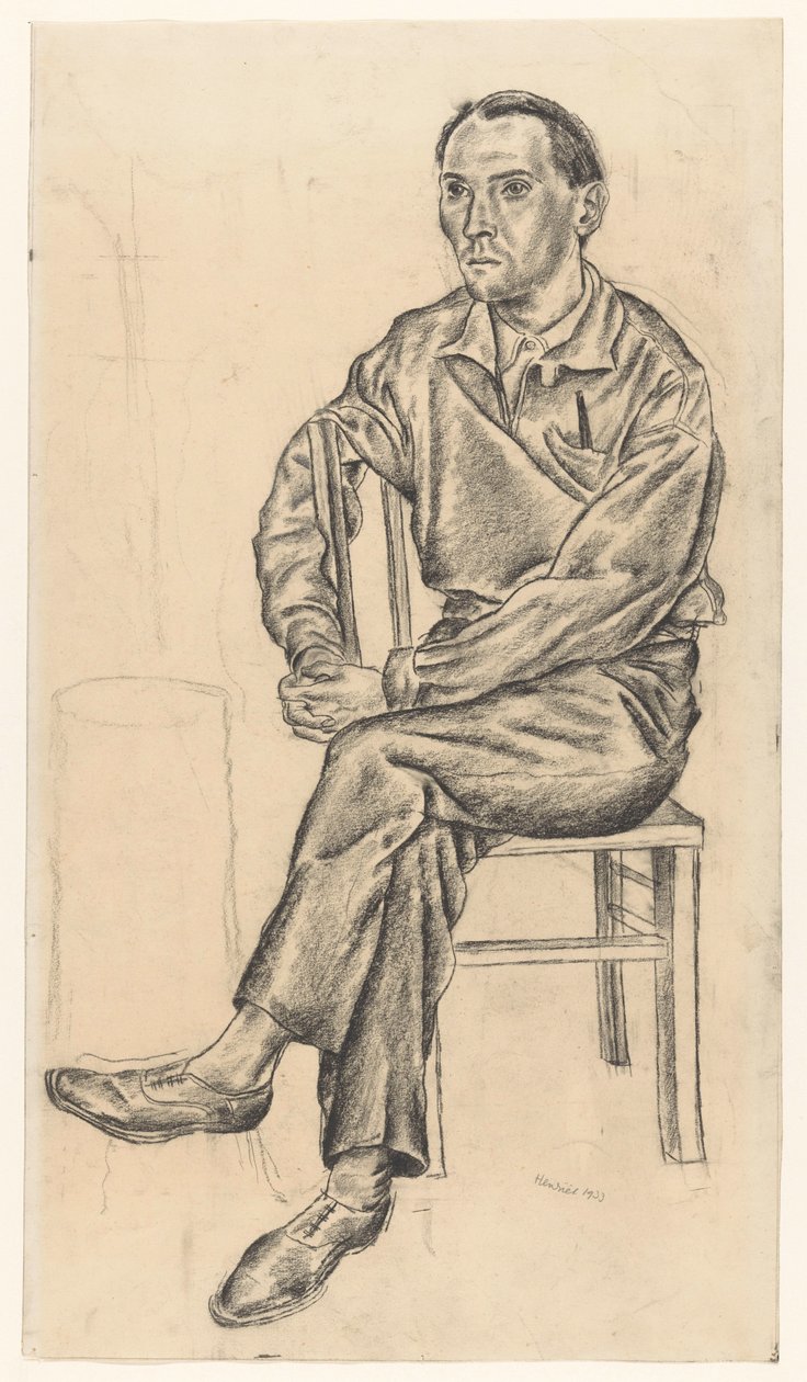 Zittende man op een stoel door Henk Henriët (signed by artist)
