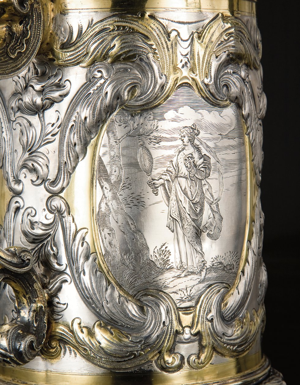 Detail van een bierpul, Danzig, ca. 1670 door Hennick (attr. to) Probst