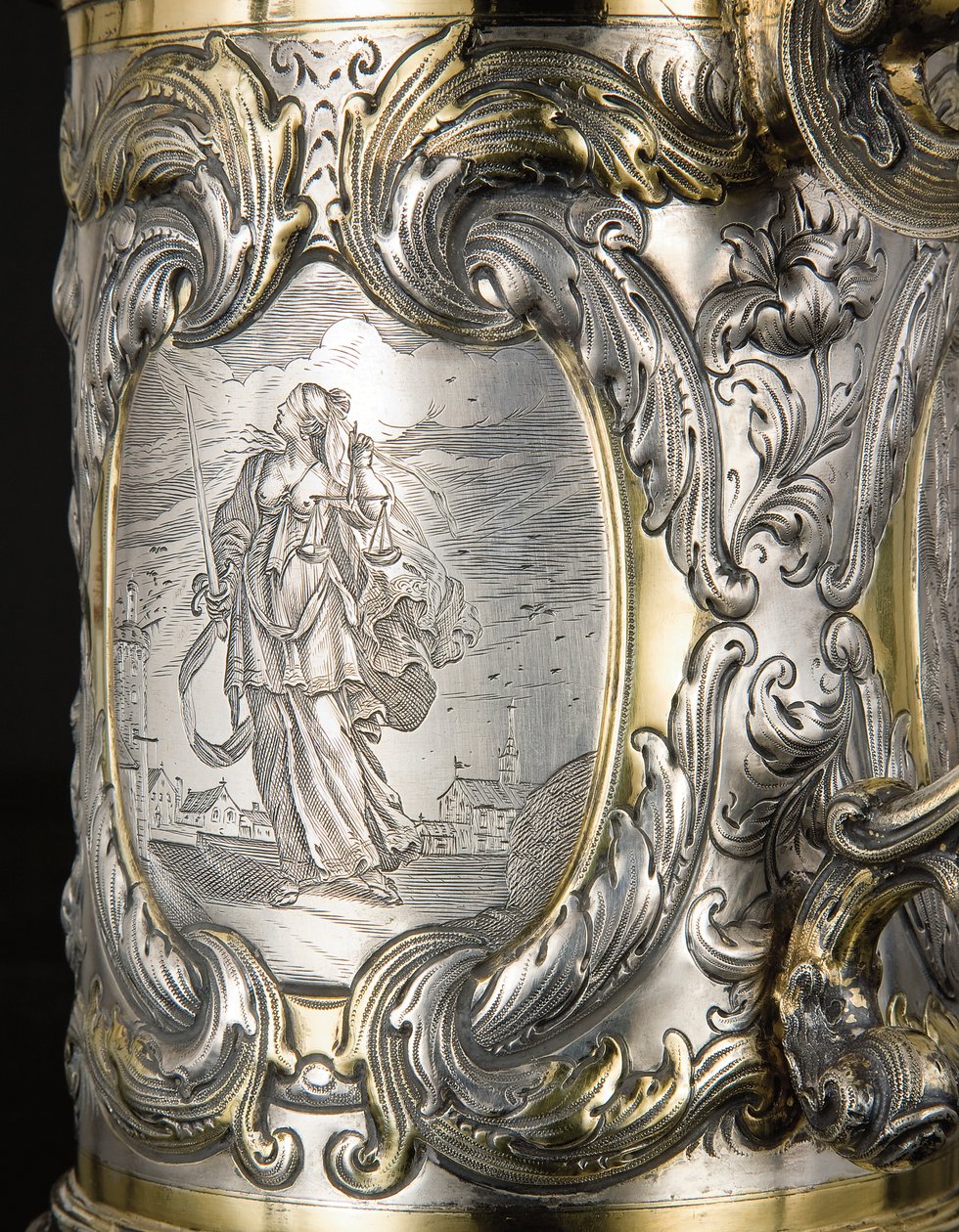 Detail van een bierpul, Danzig, ca. 1670 door Hennick (attr. to) Probst
