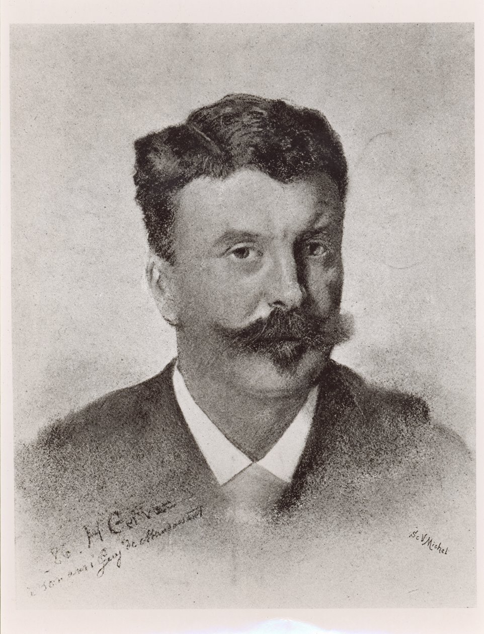 Guy de Maupassant (1850-93), gegraveerd door Victor Augustin Michel (1828-91) door Henri Gervex