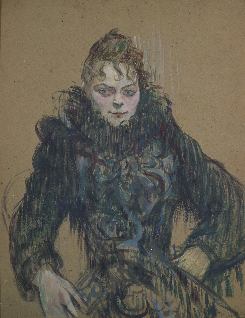 Vrouw met een zwarte boa, 1892 door Henri de Toulouse Lautrec