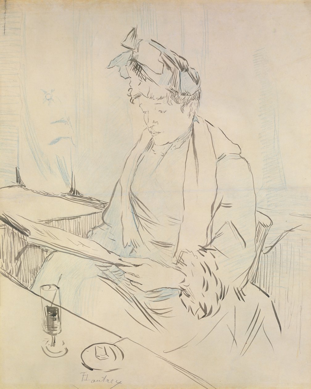 In het café door Henri de Toulouse Lautrec
