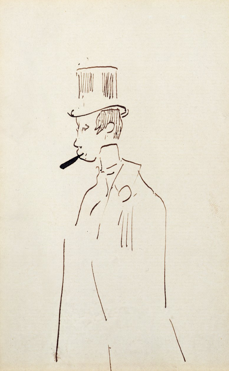 Man met hoge hoed, ca. 1890 door Henri de Toulouse Lautrec