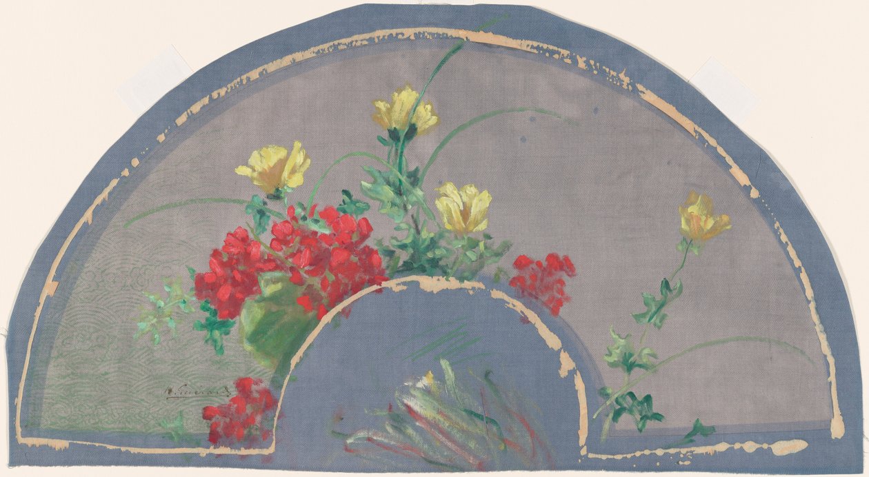 Waaier met Klaprozen door Henri-Charles Guérard