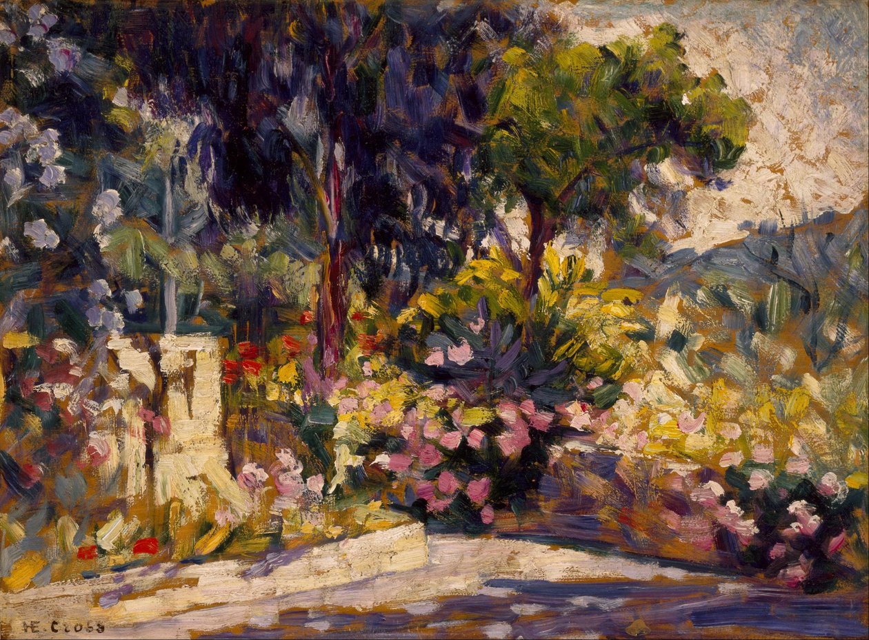 Het bebloemde terras door Henri-Edmond Cross