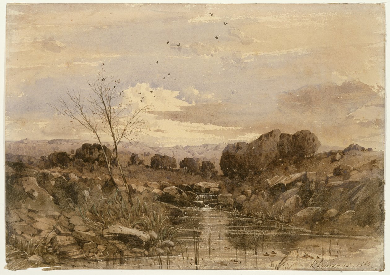 Landschap met beek door Henri-Joseph Harpignies