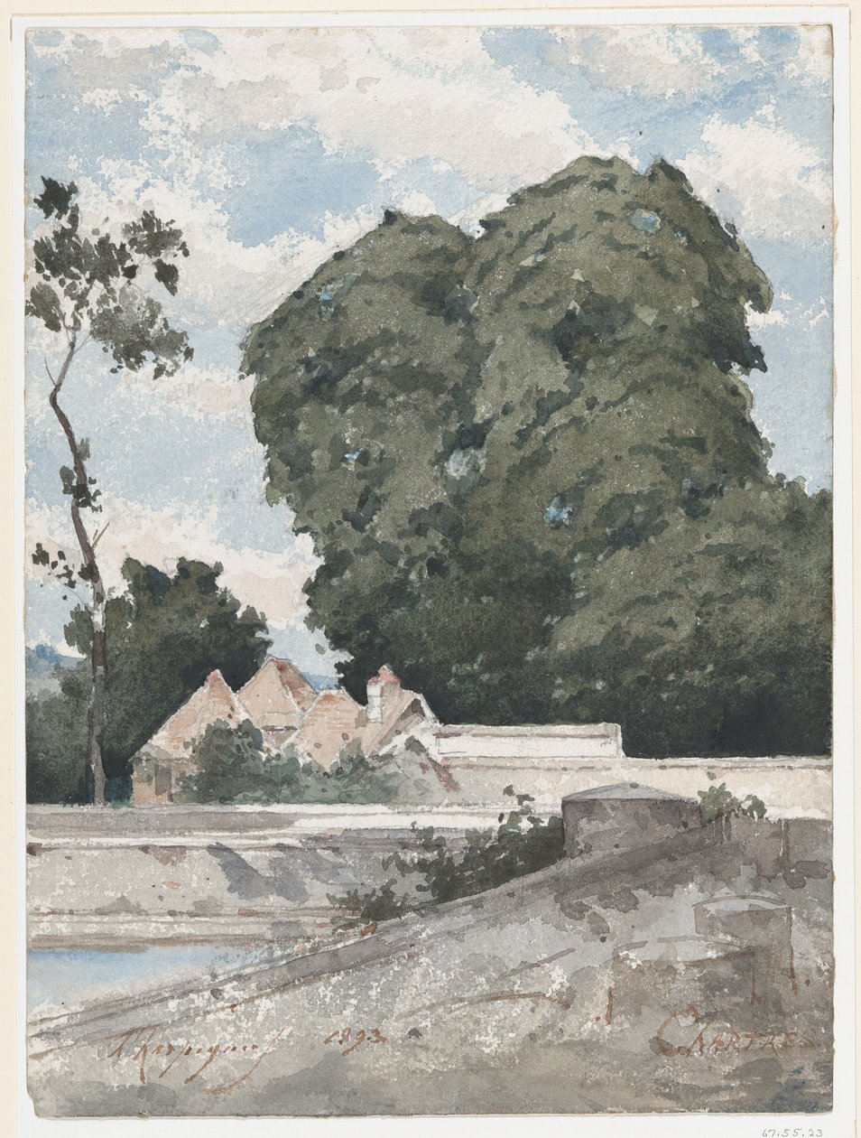 Gezicht vanaf de stadsmuren van Chartres door Henri-Joseph Harpignies