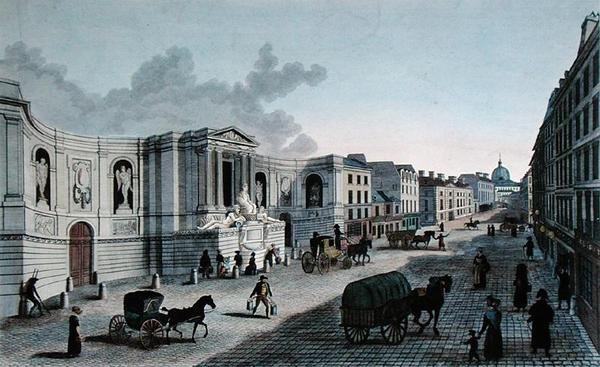 Uitzicht op de fontein aan de Rue de Grenelle, Faubourg St. Germain, gegraveerd door Grimberghen, ca. 1815-20 door Henri (after) Courvoisier Voisin
