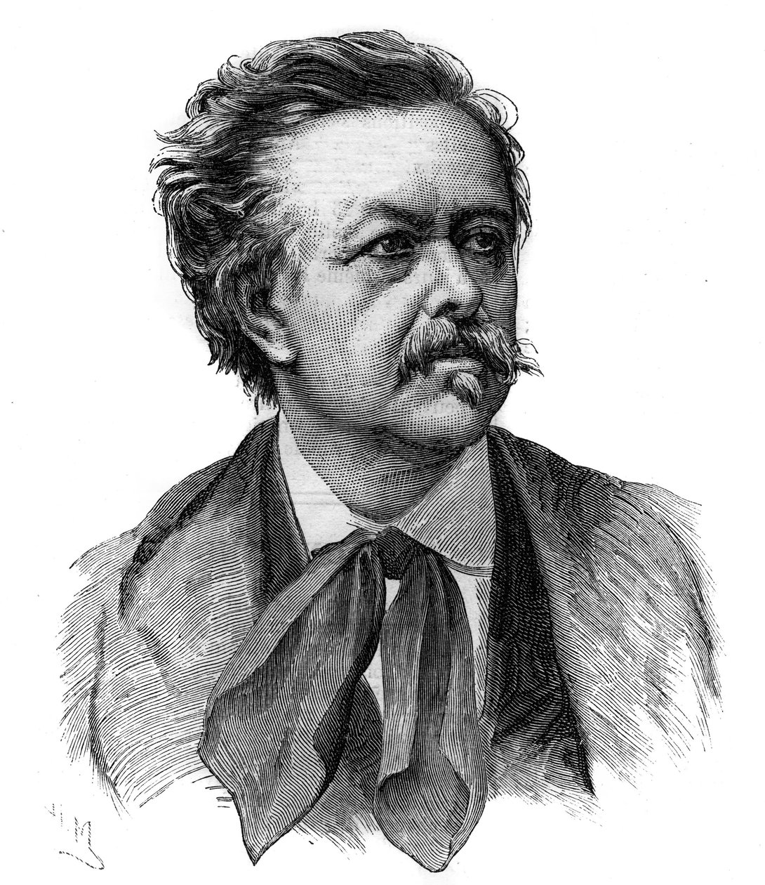 Portret van Emile Gigault de La Bedolliere (1812-1883) Franse schrijver, journalist en vertaler - gravure naar de tekening van Henri Meyer door Henri (after) Meyer