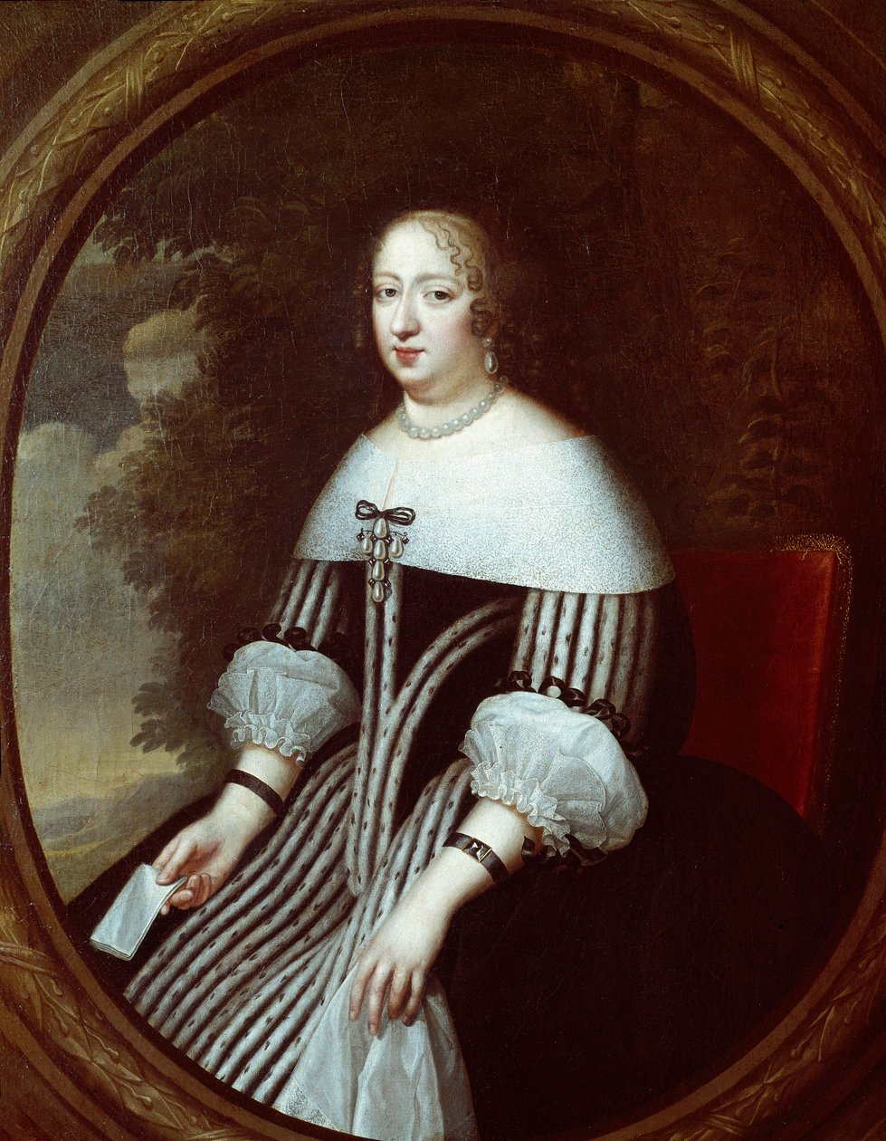 Portret van Anna van Oostenrijk (1601-1666) regentes in weduwedracht door Henri Beaubrun