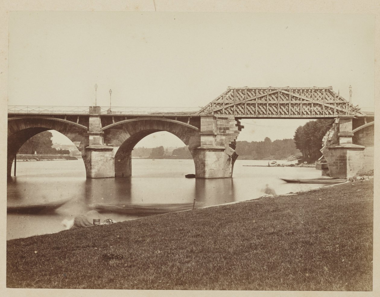 Le Pont de Saint Cloud na de Frans-Pruisische Oorlog door Henri Bevan