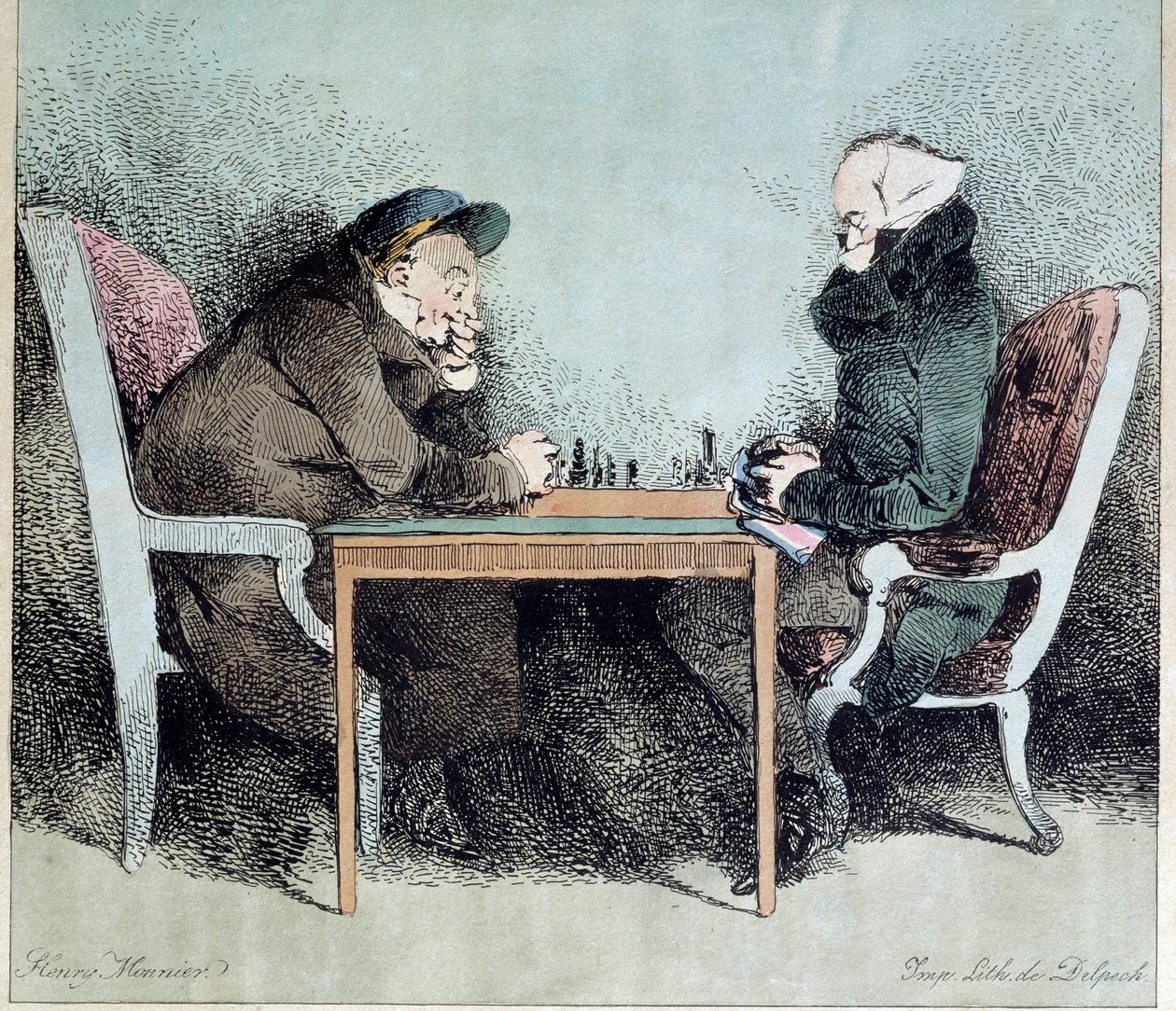 Schaakspelers door Henri Bonaventure Monnier