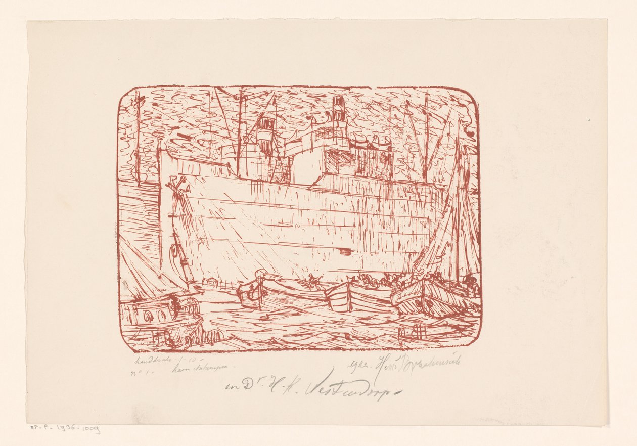 Haven te Antwerpen door Henri Braakensiek (signed by artist)