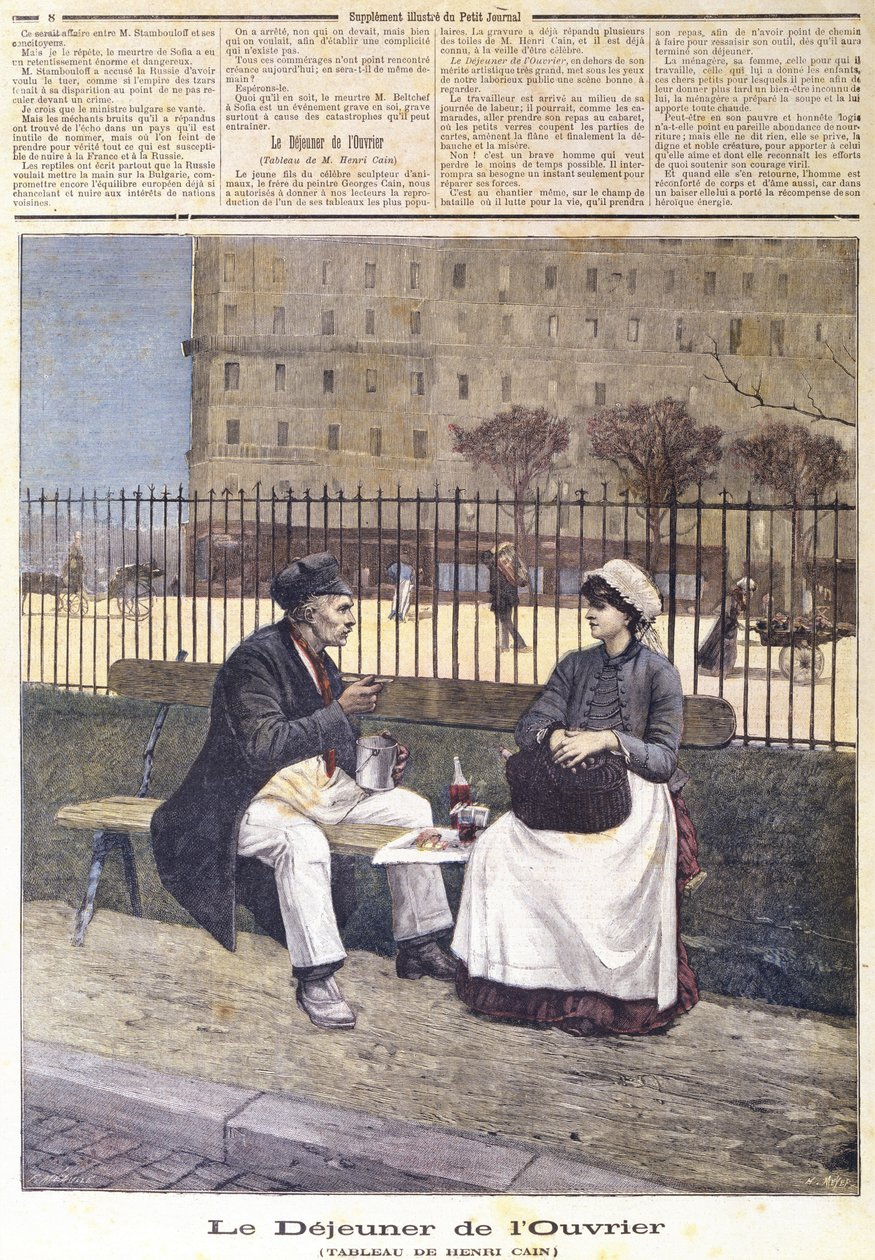 De Lunch van de Arbeiders, uit Le Petit Journal, 1891 door Henri Cain