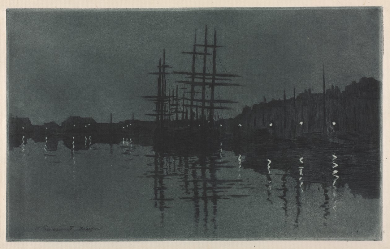 Effect van de Maan in Dieppe door Henri Charles Guérard