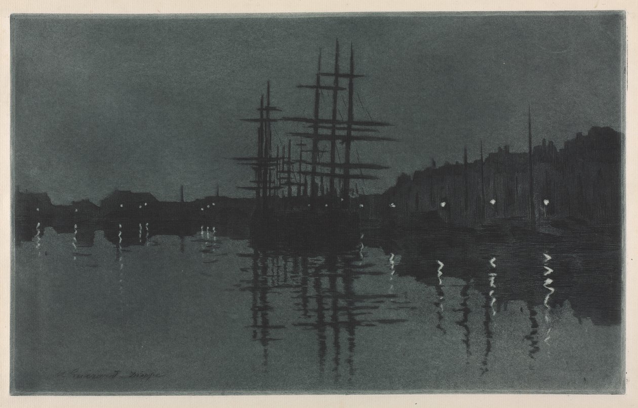 Effect van de Maan in Dieppe, c. 1885 door Henri Charles Guérard