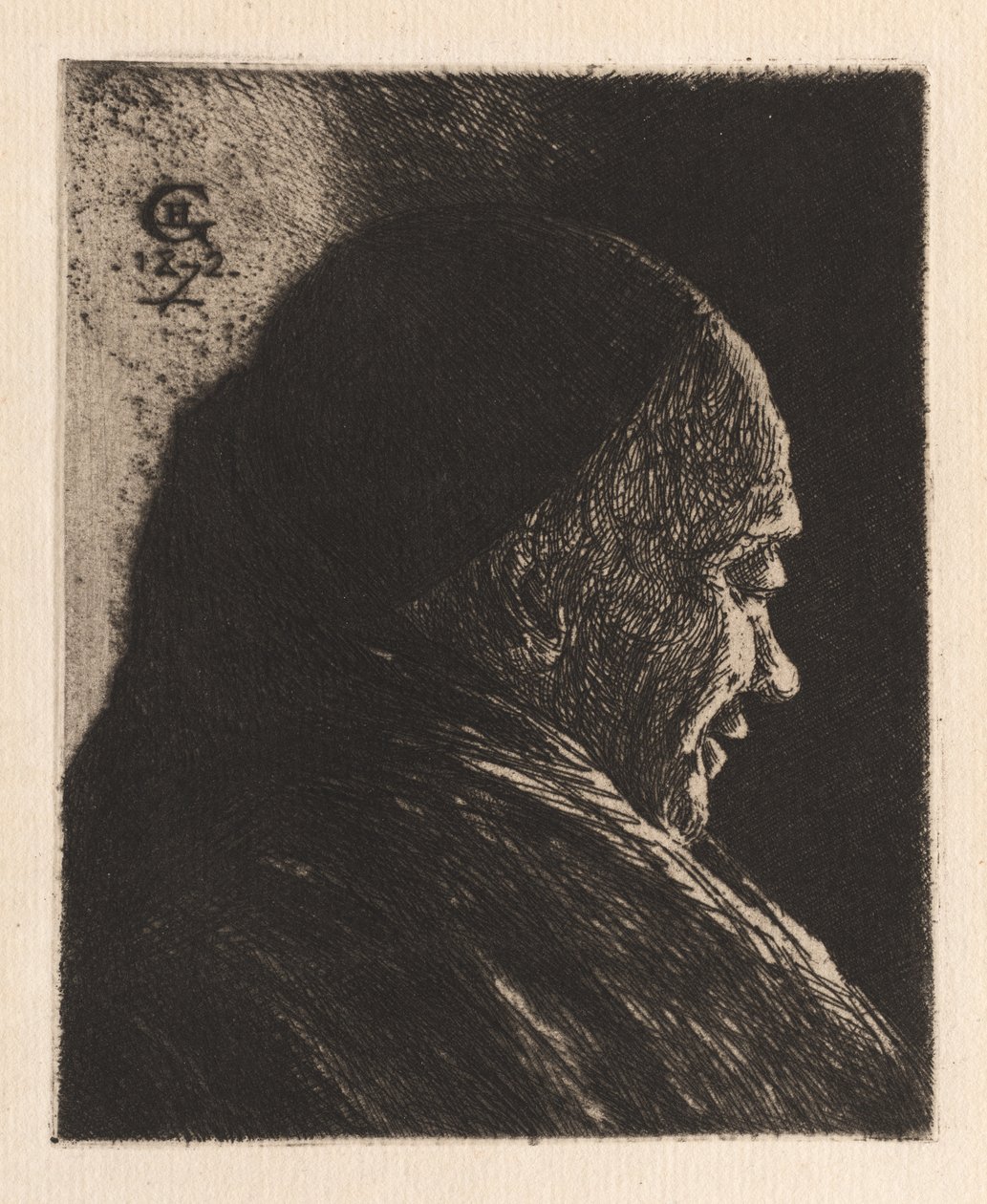 Hoofd van een Oude Man door Henri Charles Guérard