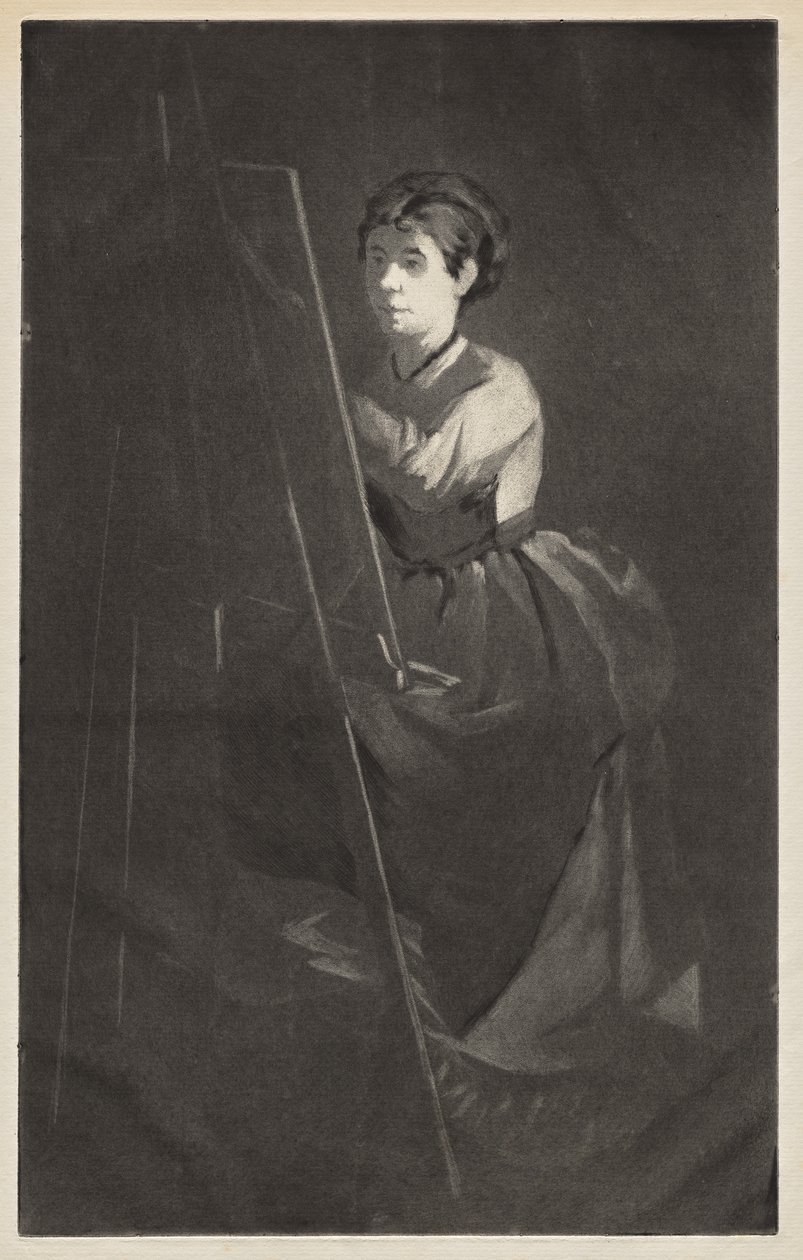 Jonge Vrouw aan een Ezelschilderij door Henri Charles Guérard
