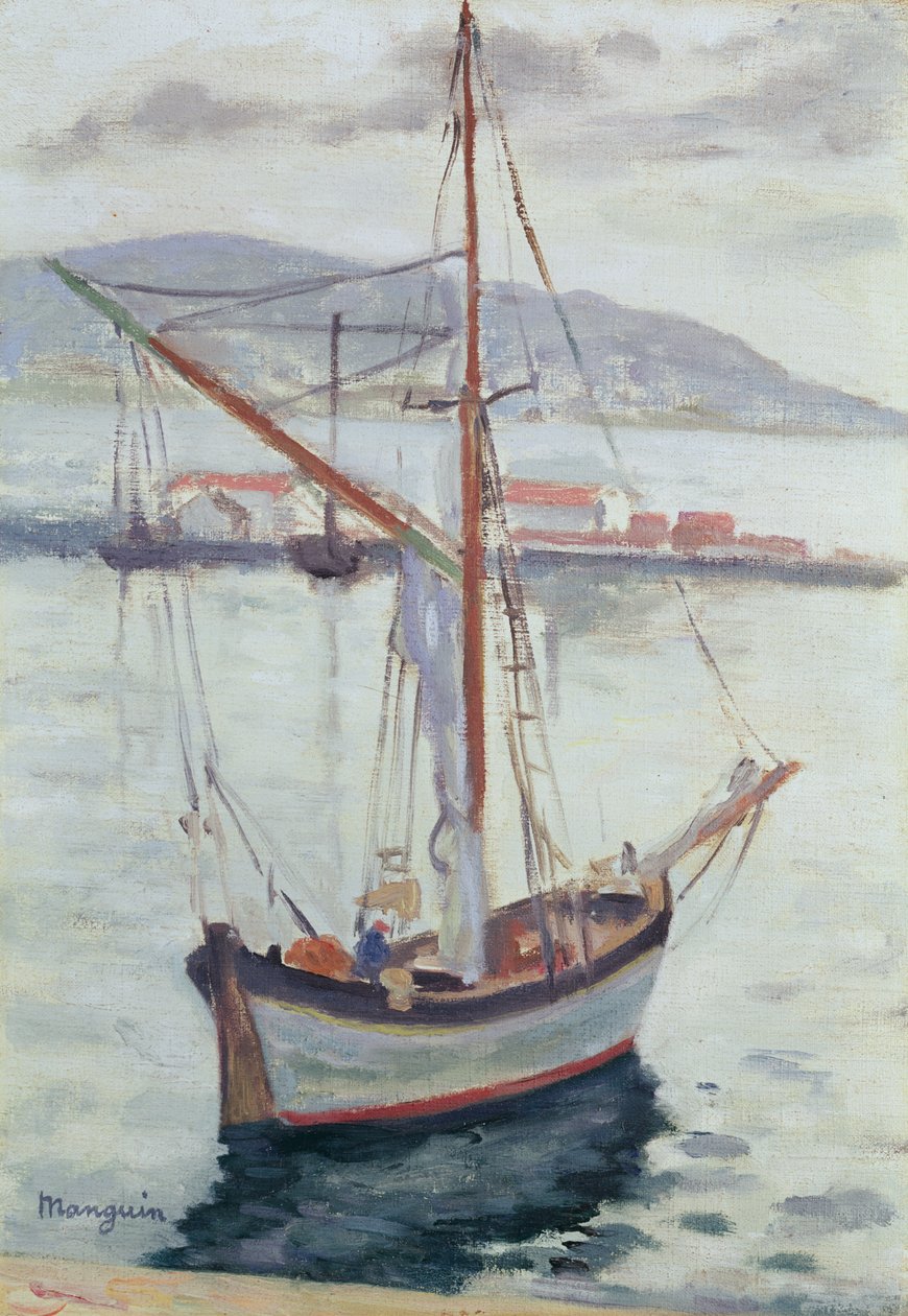 Jachten in Saint Tropez door Henri Charles Manguin