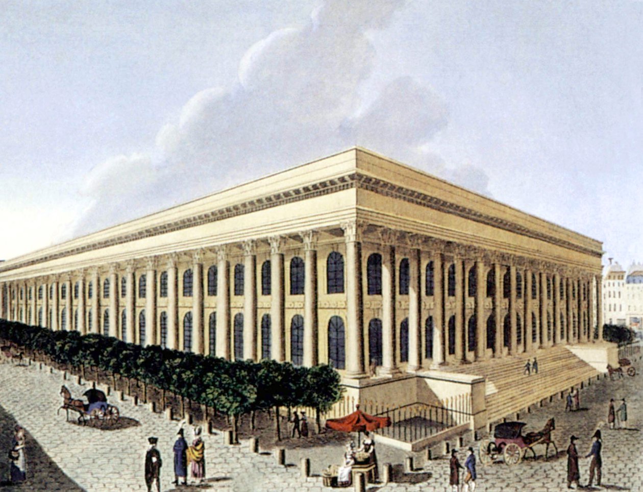 Beurs van Parijs, begin 19e eeuw (gravure) door Henri Courvoisier-Voisin