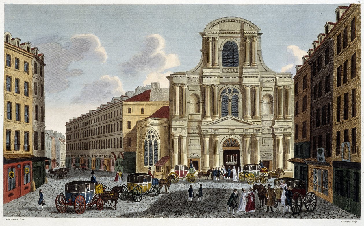 Eglise Saint-Gervais, circa 1820 - in Vues de Paris door Henri Courvoisier Voisin