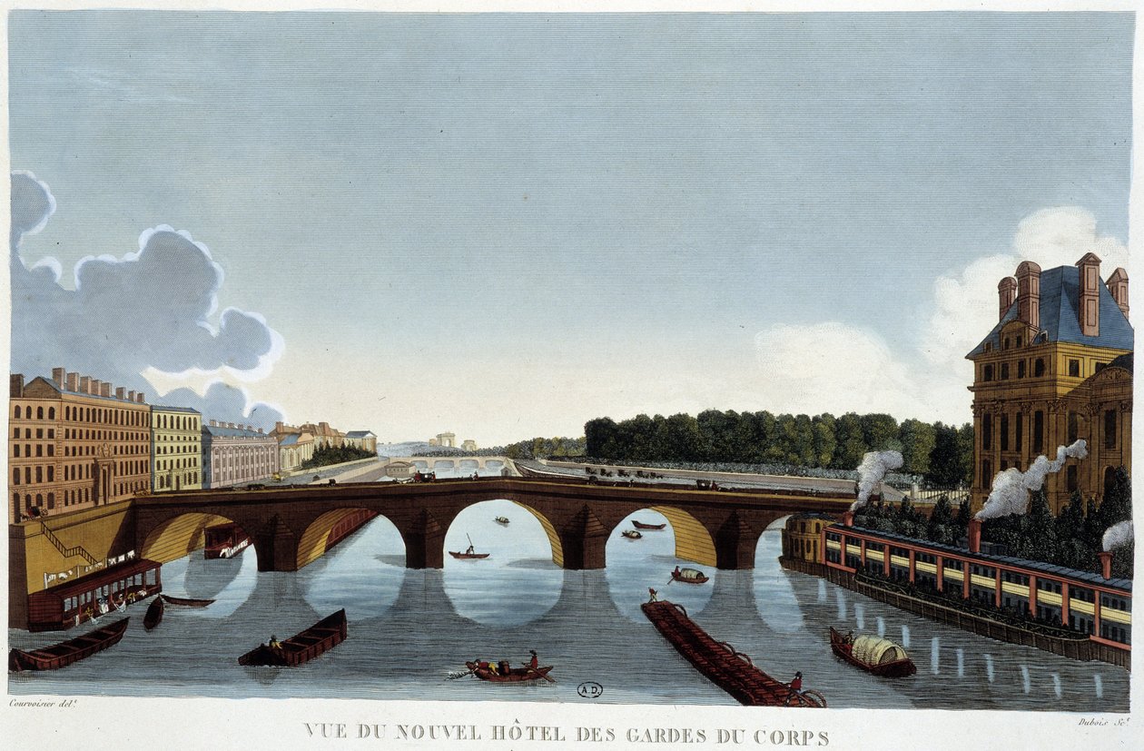 Koninklijke brug en nieuw hotel van de lijfwachten - Parijs door Courvoisier door Henri Courvoisier Voisin