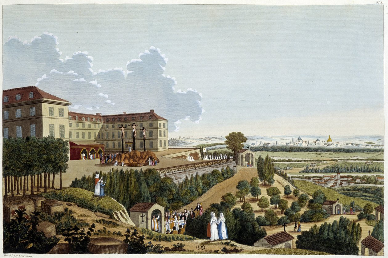 Zicht op Calvarieberg, tijdens de feesten van de Ste Croix, in Suresnes - in 