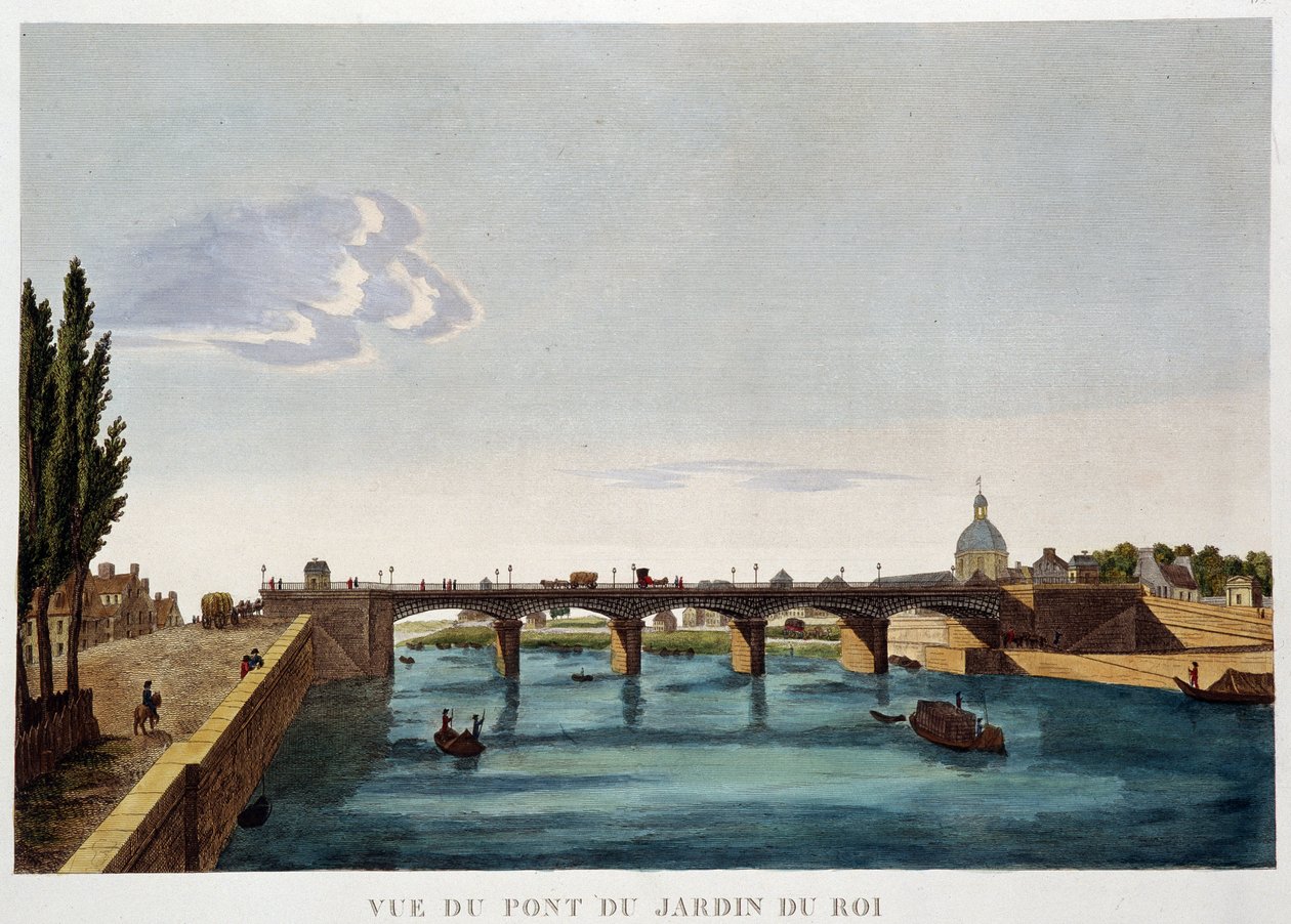 Zicht op de Koningsbrug (Austerlitzbrug) - Parijs door Henri Courvoisier Voisin