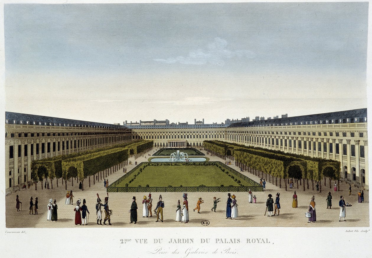 Uitzicht op de Koninklijke Paleistuin - in “Views of Paris” door Courvoisier door Henri Courvoisier Voisin