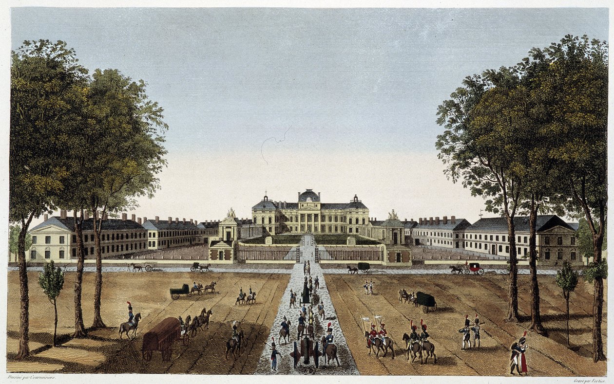 Zicht op de Koninklijke Militaire School, gezien vanaf de Vaugirardlaan, ca. 1820 - in 