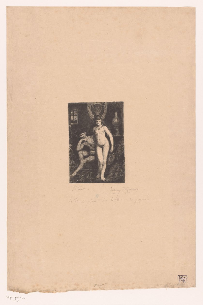 Staande naakte vrouw en zittende naakte man door Henri De Groux (signed by artist)