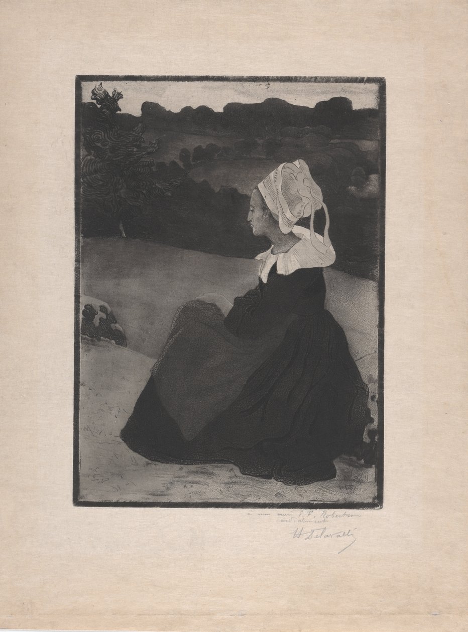 Zittende Bretonse Vrouw, c.1893 door Henri Delavallee