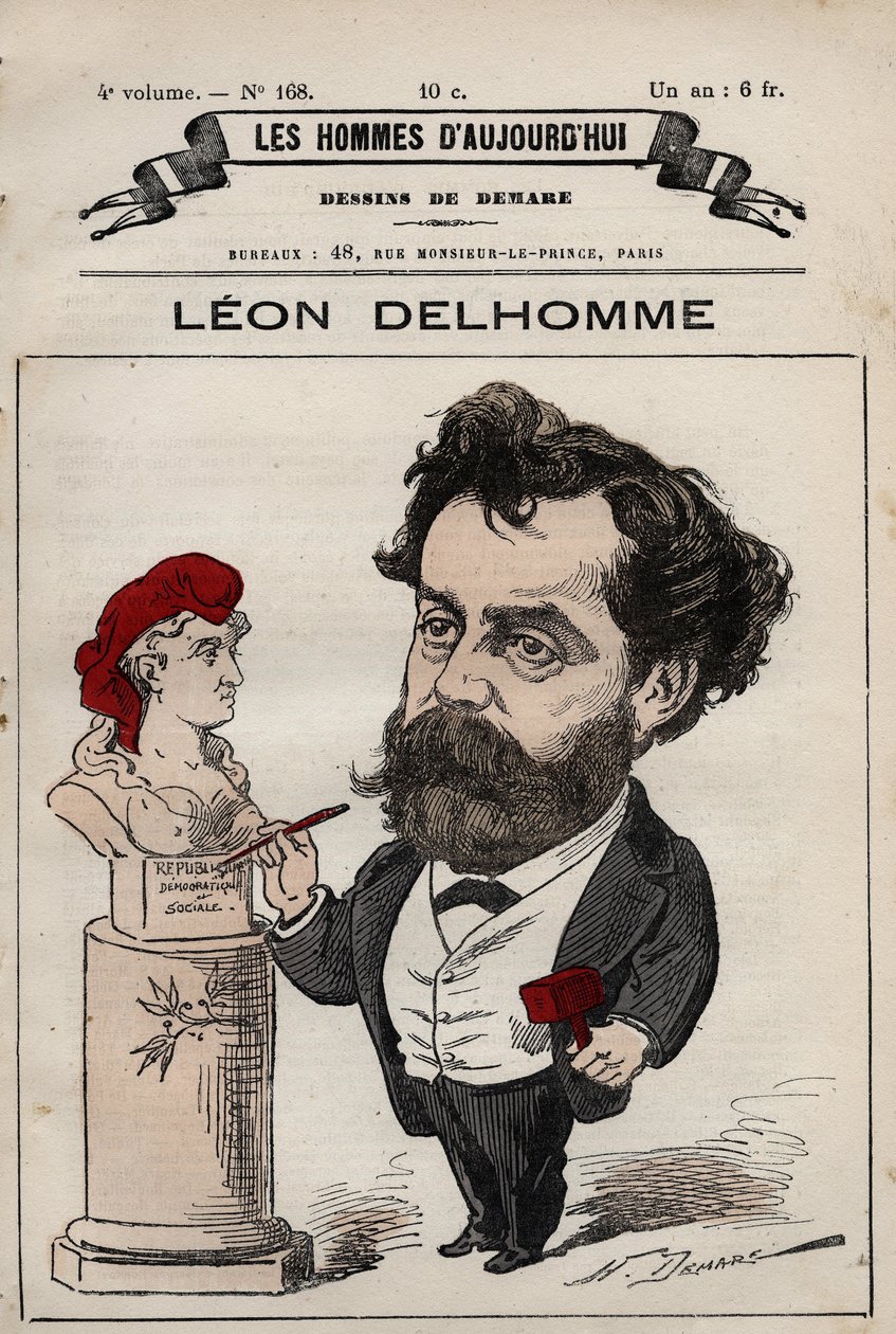Cartoon van Leon Alexandre Delhomme (1841-1895) Franse beeldhouwer uit 