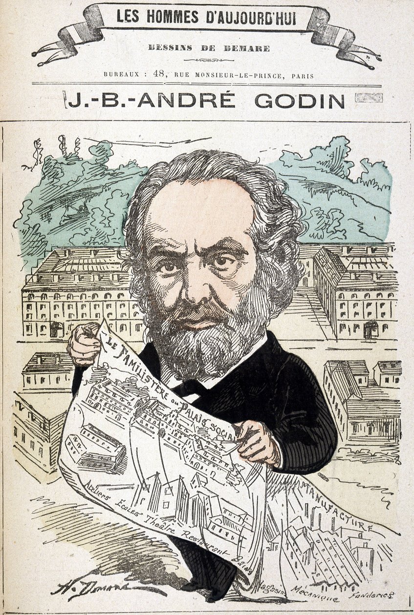 Jean Baptiste André Godin (1817-1888), industrieel oprichter van de familie. Tekening door Demare in 
